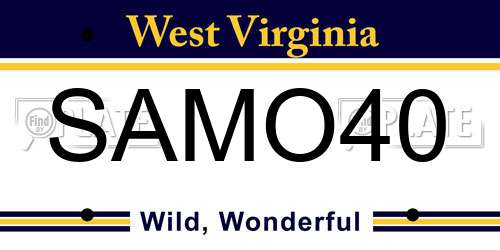 SAMO40 West Virginia License Plate