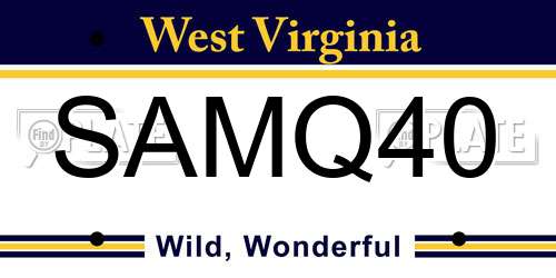 SAMQ40 West Virginia License Plate
