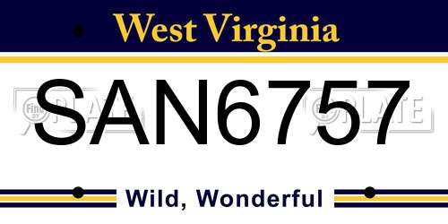 SAN6757 West Virginia License Plate
