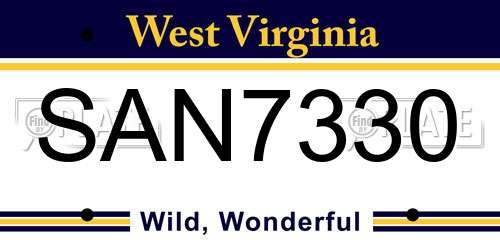 SAN7330 West Virginia License Plate