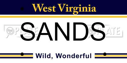 SANDS West Virginia License Plate