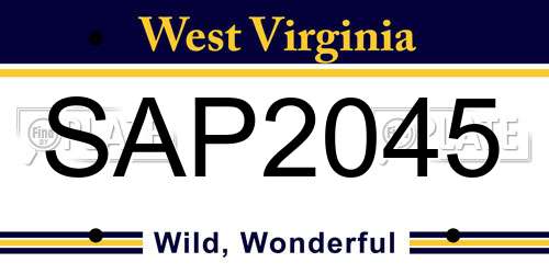 SAP2045 West Virginia License Plate