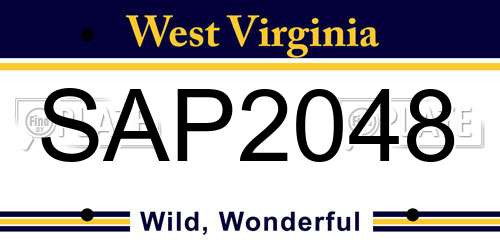 SAP2048 West Virginia License Plate