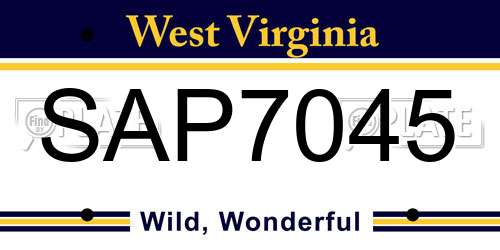 SAP7045 West Virginia License Plate