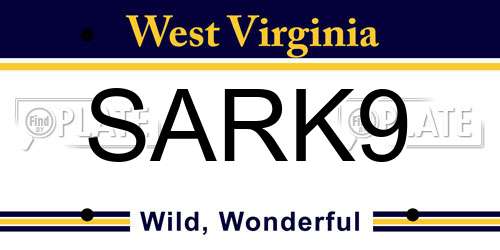 SARK9 West Virginia License Plate