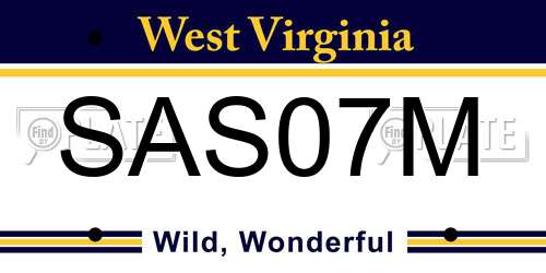 SAS07M West Virginia License Plate