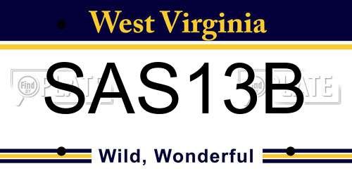 SAS13B West Virginia License Plate
