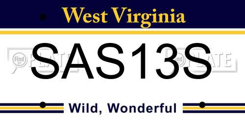 SAS13S West Virginia License Plate