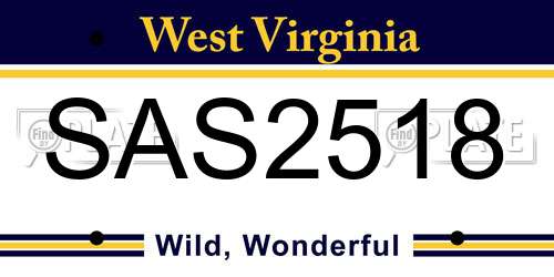 SAS2518 West Virginia License Plate