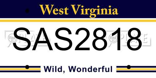 SAS2818 West Virginia License Plate