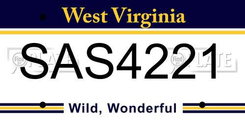 SAS4221 West Virginia License Plate