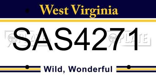 SAS4271 West Virginia License Plate
