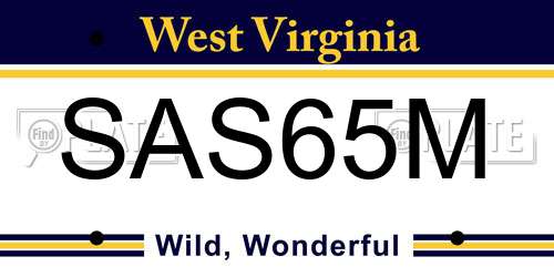 SAS65M West Virginia License Plate