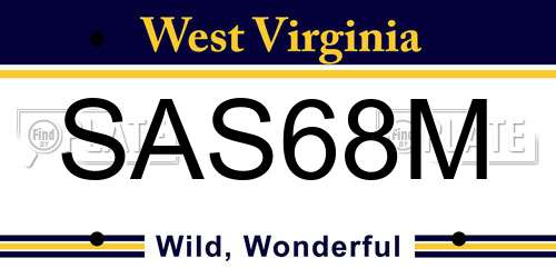 SAS68M West Virginia License Plate