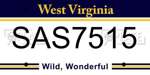 SAS7515 West Virginia License Plate