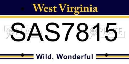 SAS7815 West Virginia License Plate