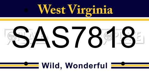 SAS7818 West Virginia License Plate