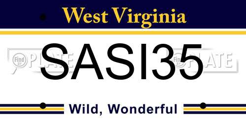 SASI35 West Virginia License Plate