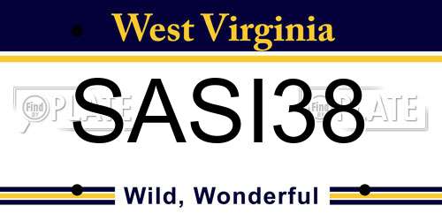 SASI38 West Virginia License Plate