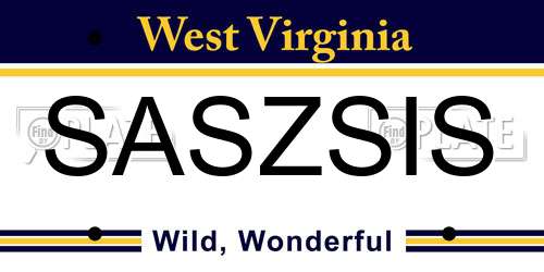SASZSIS West Virginia License Plate
