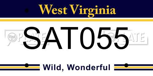 SAT055 West Virginia License Plate