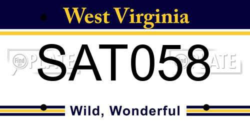 SAT058 West Virginia License Plate