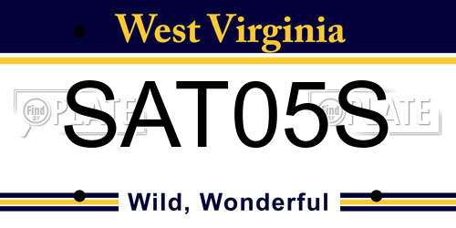 SAT05S West Virginia License Plate
