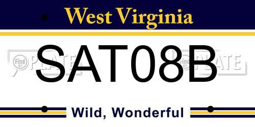 SAT08B West Virginia License Plate
