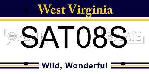 SAT08S West Virginia License Plate