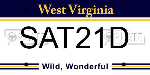 SAT21D West Virginia License Plate