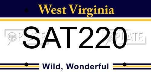 SAT220 West Virginia License Plate