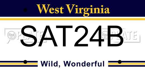 SAT24B West Virginia License Plate