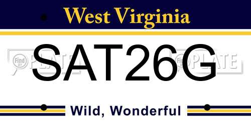 SAT26G West Virginia License Plate