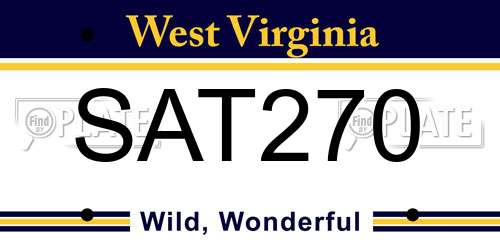 SAT270 West Virginia License Plate