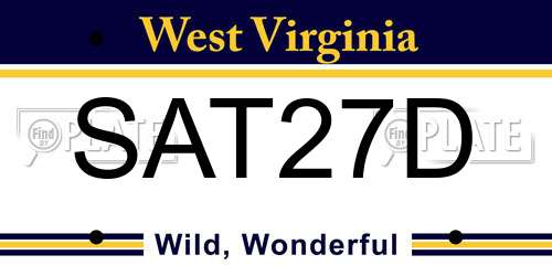 SAT27D West Virginia License Plate