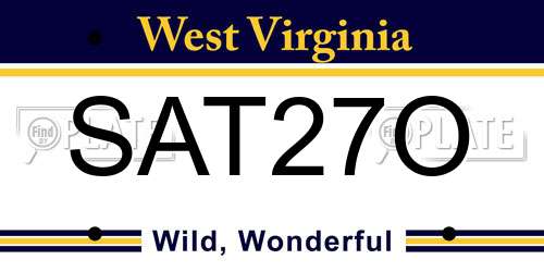 SAT27O West Virginia License Plate