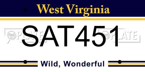 SAT451 West Virginia License Plate