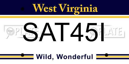 SAT45I West Virginia License Plate