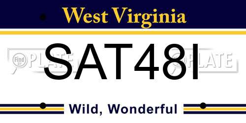 SAT48I West Virginia License Plate