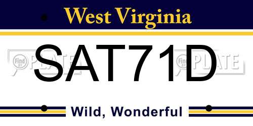 SAT71D West Virginia License Plate