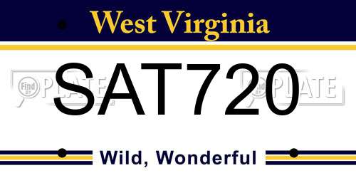 SAT720 West Virginia License Plate
