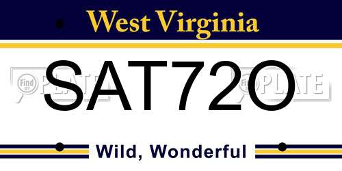 SAT72O West Virginia License Plate