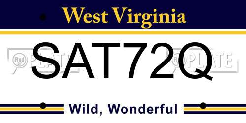 SAT72Q West Virginia License Plate