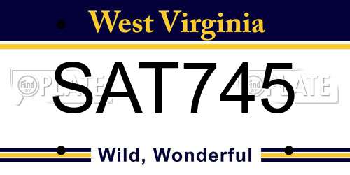 SAT745 West Virginia License Plate