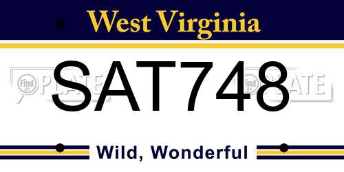 SAT748 West Virginia License Plate