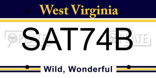SAT74B West Virginia License Plate