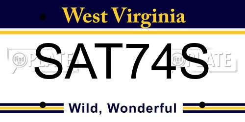 SAT74S West Virginia License Plate