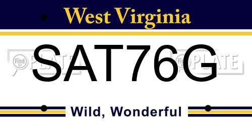 SAT76G West Virginia License Plate