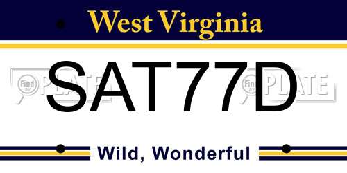 SAT77D West Virginia License Plate