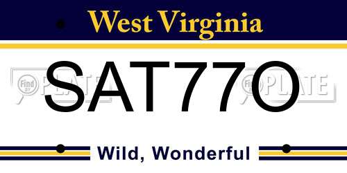 SAT77O West Virginia License Plate